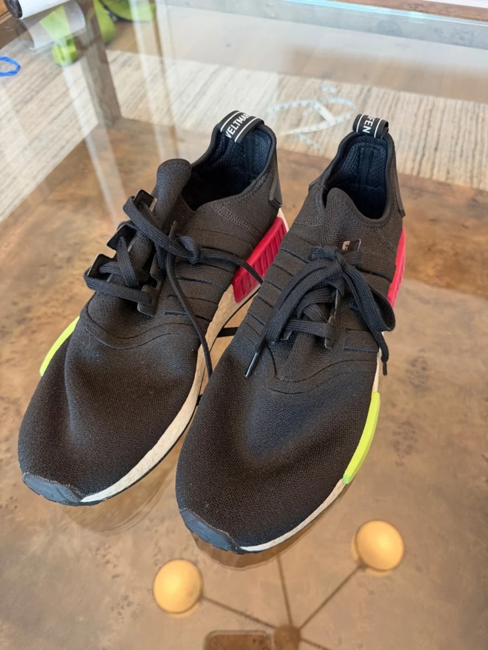 Black Slip-On Men's Sneakers with Neon Accents